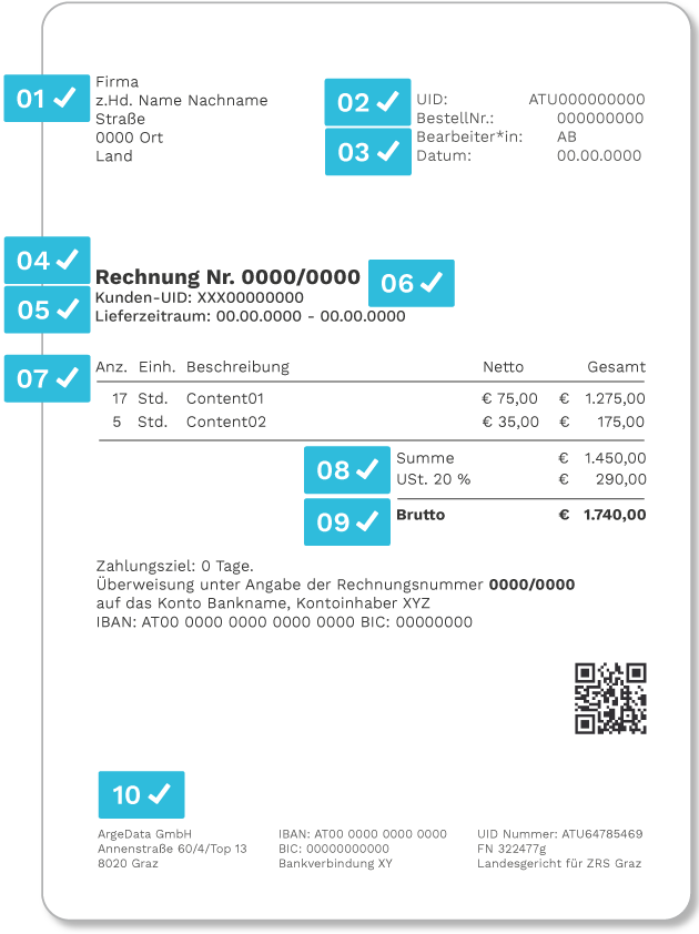 Formvorschriften Rechnungsmerkmale Rechnungsmerkmale
